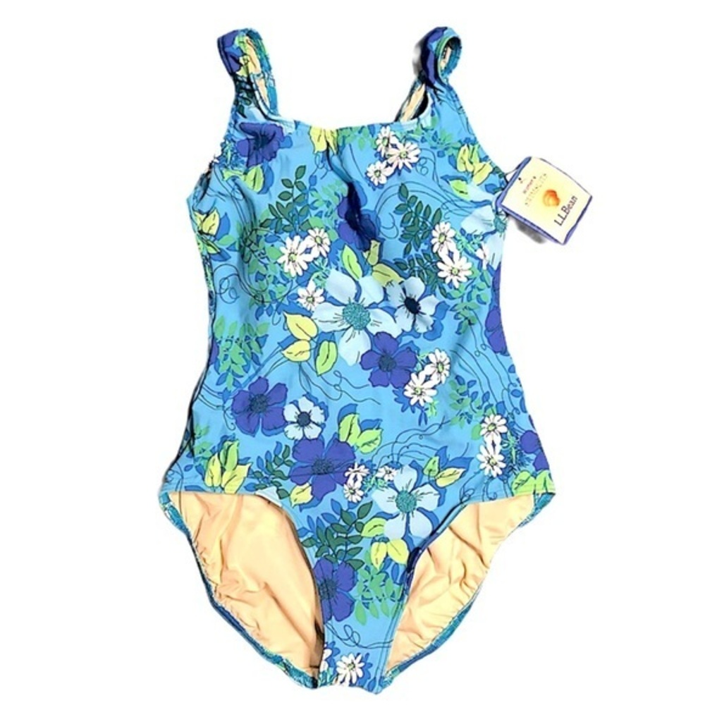 L.L. Bean One-Piece Bathing Suit Size 14 NWT’s Floral Print